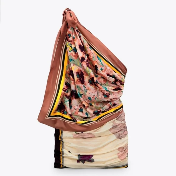 Zara 3-in-1 Limited Edition Printed Silk Hankerchief Dress - Picture 7 of 16